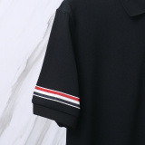 Thom Browne Unisex Classic Three Color Ribbon Pocket Casual Versatile Polo Shirt