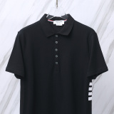 Thom Browne Unisex Classic Four Bar Casual Versatile Polo Shirt