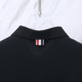 Thom Browne Unisex Classic Four Bar Casual Versatile Polo Shirt