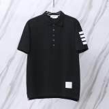 Thom Browne Unisex Classic Four Bar Casual Versatile Polo Shirt
