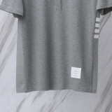Thom Browne Unisex Classic Four Bar Casual Versatile Polo Shirt