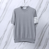 Thom Browne Unisex Classic Four Bar Sailing Jacquard Round Neck Knitted Short Sleeve