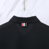 Thom Browne Unisex Classic Four Bar Casual Versatile Polo Shirt