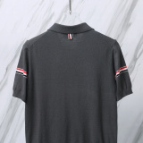 Thom Browne Unisex Classic Tri Color Jacquard Ice Silk Knitted Polo Shirt