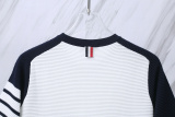 Thom Browne Classic Four Bar Splicing Water Ripple Short Sleeve Unisex Casual Versatile T-shirt
