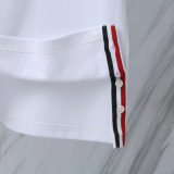 Thom Browne Unisex Classic Three Color Ribbon Pocket Casual Versatile Polo Shirt