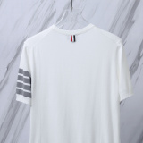 Thom Browne Couple Classic Four Bar Jacquard Knitted Round Neck Short Sleeve