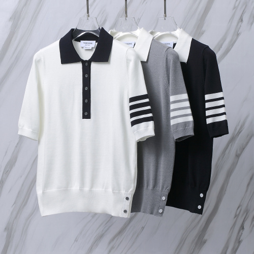 Thom Browne Women's Fashion Dog Jacquard Ice Silk Knitted Polo Shirt