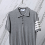 Thom Browne Couple Classic Four Bar Jacquard Knitted Versatile Polo Shirt