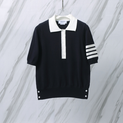 Thom Browne Women's Fashion Dog Jacquard Ice Silk Knitted Polo Shirt