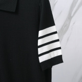 Thom Browne Couple Classic Four Bar Jacquard Knitted Versatile Polo Shirt