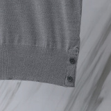 Thom Browne Couple Classic Four Bar Jacquard Knitted Round Neck Short Sleeve