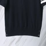 Thom Browne Couple Classic Four Bar Jacquard Knitted Versatile Polo Shirt