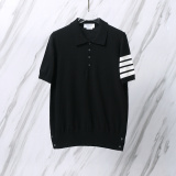 Thom Browne Couple Classic Four Bar Jacquard Knitted Versatile Polo Shirt