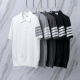 Thom Browne Couple Classic Four Bar Jacquard Knitted Versatile Polo Shirt