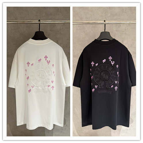Chrome Hearts Fashion UV Color Change Logo Printed Short Sleeve Couple Casual Oversize T-shirt