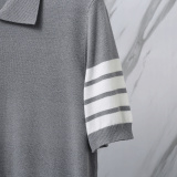 Thom Browne Couple Classic Four Bar Jacquard Knitted Versatile Polo Shirt