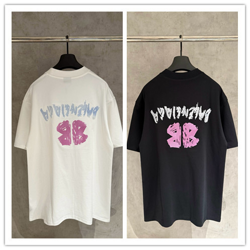 Balenciaga Fashion UV Color Change Logo Printed Short Sleeve Couple Casual Oversize T-shirt