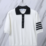 Thom Browne Women's Fashion Dog Jacquard Ice Silk Knitted Polo Shirt
