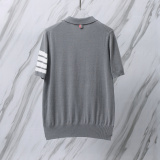 Thom Browne Couple Classic Four Bar Jacquard Knitted Versatile Polo Shirt