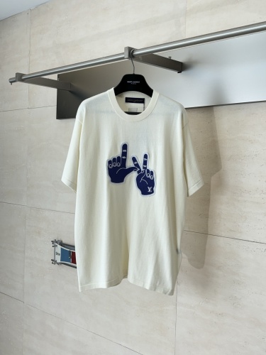 Louis Vuitton 26SS Couple's Versatile Gesture Embroidered Knitted Short Sleeve