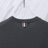 Thom Browne Couple Classic Four Bar Jacquard Knitted Round Neck Short Sleeve