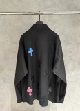 Chrome Hearts Fashion Leather Cross Casual Versatile Long Sleeve Shirt