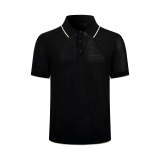 Prada Classic Hollow Logo Jacquard Knitted Polo Shirt