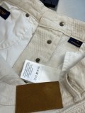 Louis Vuitton New Classic 3D Chess Logo Casual Versatile Denim Shorts