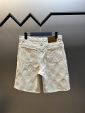 Louis Vuitton New Classic 3D Chess Logo Casual Versatile Denim Shorts