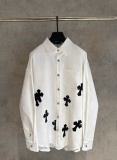 Chrome Hearts Classic Leather Cross Printed Casual Versatile Long Sleeve Shirt