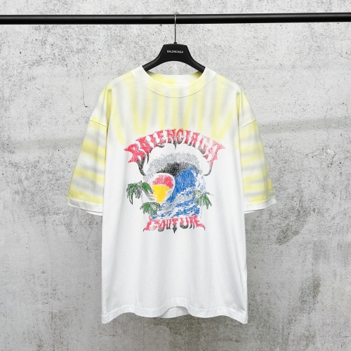 Balenciaga 26SS Fashion Hawaiian Tie Printed Short Sleeve Couple Casual Loose T-shirt