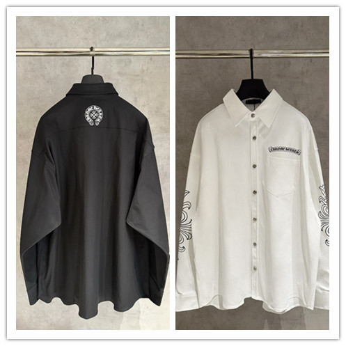 Chrome Hearts Classic Logo Cross Print Casual Versatile Long Sleeve Shirt