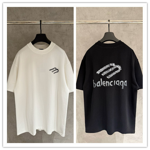 Balenciaga Classic Logo Printed Round Neck T-shirt Couple Casual Versatile Short Sleeve