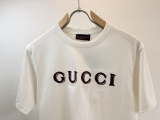Gucci Classic Embroidered Logo Round Neck Short Sleeve Couple Casual Loose T-shirt