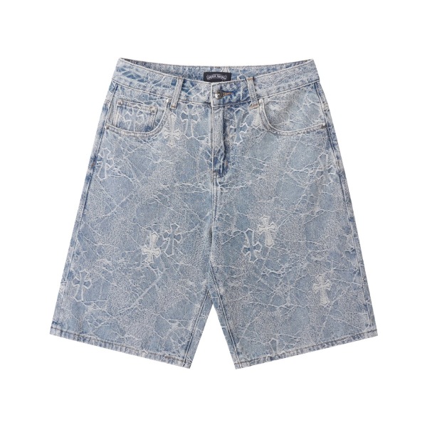 Chrome Hearts 26SS Classic Full Cross Washed Casual Cowboy Shorts