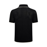 Prada Classic Hollow Logo Jacquard Knitted Polo Shirt