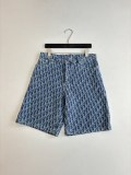 Dior 26SS Couple Fashion Full Logo Denim Short sleeved Shirt Shorts