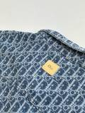 Dior 26SS Couple Fashion Full Logo Denim Short sleeved Shirt Shorts