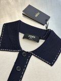 Fendi Unisex Fashion Color blocked Collar Knitted Short Sleeve Polo Shirt