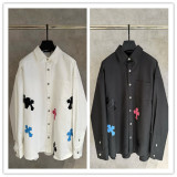 Chrome Hearts Fashion Leather Cross Casual Versatile Long Sleeve Shirt
