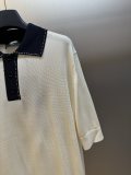 Fendi Unisex Fashion Color blocked Collar Knitted Short Sleeve Polo Shirt
