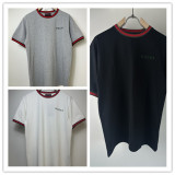 Gucci 26SS Fashion Embroidered Logo Contrast Round Neck Short Sleeve Couple Casual Loose T-shirt