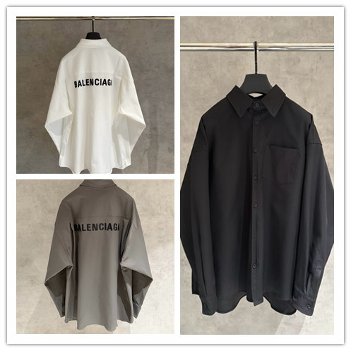 Balenciaga Classic Embroidered Logo Casual Versatile Long Sleeve Shirt
