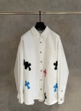 Chrome Hearts Fashion Leather Cross Casual Versatile Long Sleeve Shirt
