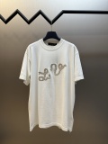 Louis Vuitton Unisex Fashion Ribbon Logo Round Neck Knitted Short Sleeve