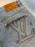 Louis Vuitton New Classic Embroidered Logo Straight leg Washed Jeans