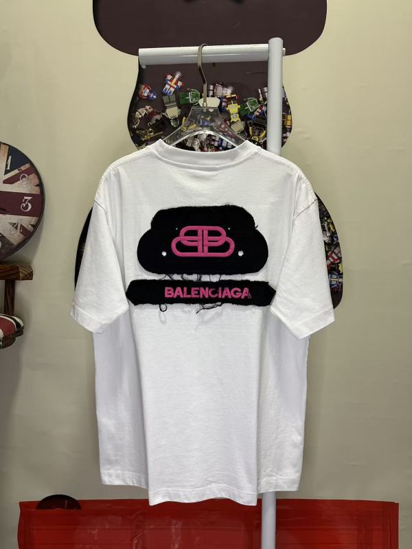 Balenciaga Classic Patchwork Embroidered Logo T-shirt Couple Casual Versatile Short Sleeve