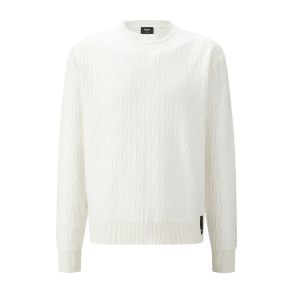 Fendi Classic Full FF Jacquard Round Neck Long Sleeve Knitted Shirt