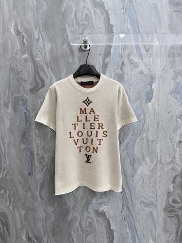 Louis Vuitton Unisex Fashion Letter Jacquard Casual Versatile Knitted Short Sleeve